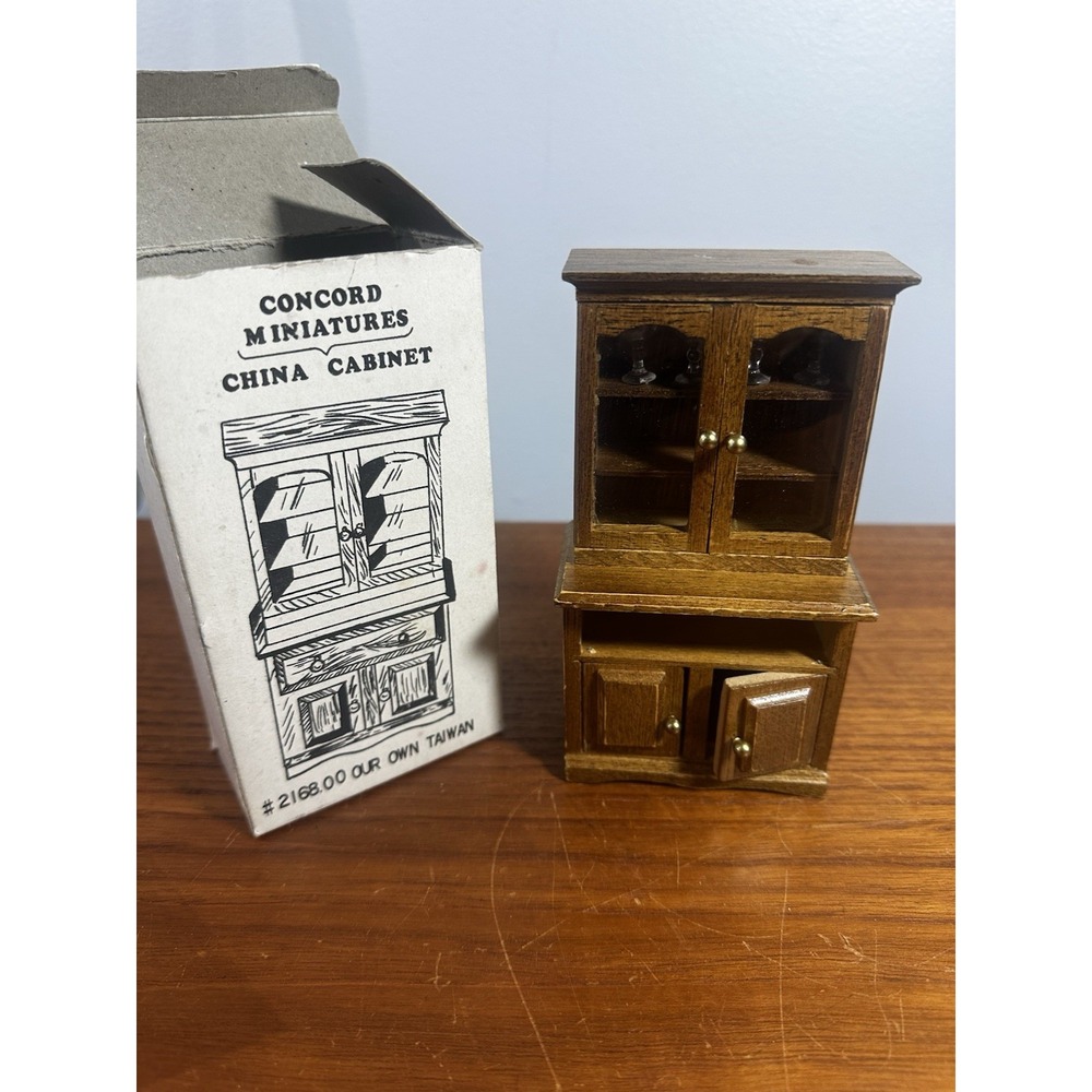 Concord Dollhouse China Cupboard And Four Plastic Wine Glasses. Original Box